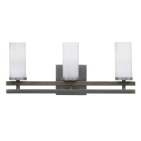 Belmont 3 Light Bath Bar In Graphite & Painted Distressed Wood-Look Metal Finish With 2.5