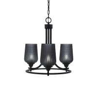 Paramount Uplight, 3 Light, Chandelier In Matte Black Finish With 5