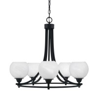 Paramount Uplight, 5 Light, Chandelier In Matte Black Finish With 5.75