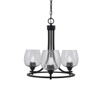 Paramount Uplight, 3 Light, Chandelier In Matte Black Finish With 6