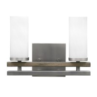 Belmont 2 Light Bath Bar In Graphite & Painted Distressed Wood-Look Metal Finish With 2.5