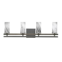 Belmont 4 Light Bath Bar In Graphite & Painted Distressed Wood-Look Metal Finish With 2.5