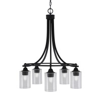 Paramount Downlight, 5 Light, Chandelier In Matte Black Finish With 4