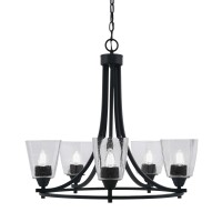 Paramount Uplight, 5 Light, Chandelier In Matte Black Finish With 4.5