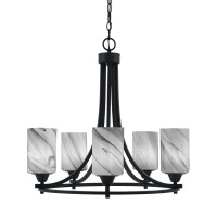 Paramount Uplight, 5 Light, Chandelier In Matte Black Finish With 4