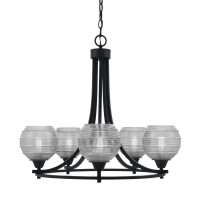 Paramount Uplight, 5 Light, Chandelier In Matte Black Finish With 6