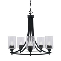 Paramount Uplight, 5 Light, Chandelier In Matte Black Finish With 4