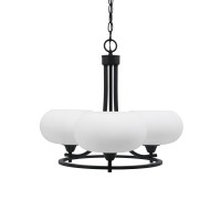 Paramount Uplight, 3 Light, Chandelier In Matte Black Finish With 10