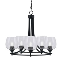 Paramount Uplight, 5 Light, Chandelier In Matte Black Finish With 6