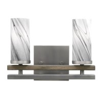 Belmont 2 Light Bath Bar In Graphite & Painted Distressed Wood-Look Metal Finish With 2.5