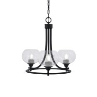 Paramount Uplight, 3 Light, Chandelier In Matte Black Finish With 7