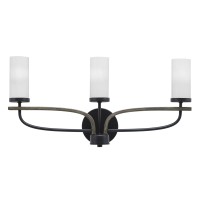 Monterey 3 Light Bath Bar In Matte Black & Painted Distressed Wood-Look Metal Finish With 2.5