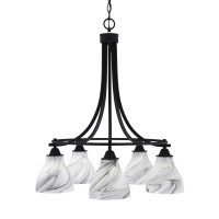 Paramount Downlight, 5 Light, Chandelier In Matte Black Finish With 6.25