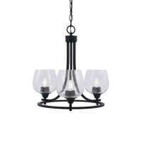 Paramount Uplight, 3 Light, Chandelier In Matte Black Finish With 6