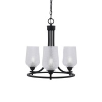 Paramount Uplight, 3 Light, Chandelier In Matte Black Finish With 5