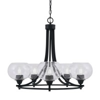 Paramount Uplight, 5 Light, Chandelier In Matte Black Finish With 7