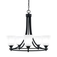 Paramount Uplight, 5 Light, Chandelier In Matte Black Finish With 4.5