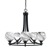 Paramount Uplight, 5 Light, Chandelier In Matte Black Finish With 5.75