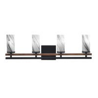 Belmont 4 Light Bath Bar In Matte Black & Painted Wood-Look Metal Finish With 2.5