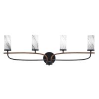 Monterey 4 Light Bath Bar In Matte Black & Painted Wood-Look Metal Finish With 2.5