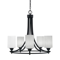 Paramount Uplight, 5 Light, Chandelier In Matte Black Finish With 4