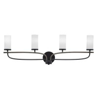 Monterey 4 Light Bath Bar In Matte Black & Painted Distressed Wood-Look Metal Finish With 2.5