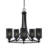 Paramount Uplight, 5 Light, Chandelier In Matte Black Finish With 4