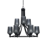 Paramount Uplight, 9 Light, Chandelier In Matte Black Finish With 5