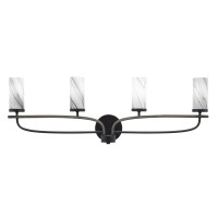 Monterey 4 Light Bath Bar In Matte Black & Painted Distressed Wood-Look Metal Finish With 2.5