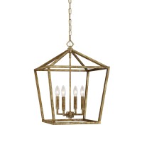 Millennium Lighting 3244-Vg | Ritner Modern Four Light Steel Pendant Chandelier ~ An Elegant But Versatile Design For Living Room, Dining Room, Hallway, Or Foyer (Medium Pendant - Vintage Gold)