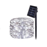 Bolweo Cool White Solar Fairy Lights, Solar String Lights 16.4Ft 50Led Waterproof Wire Lighting For Indoor Outdoor Christmas Tree 1 Pack