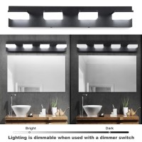 3 Colors Dimmable Black Vanity Lights For Bathroom Led 4 Light Bathroom Vanity Light Fixtures Acrylic Stainless Steel Bathroom L