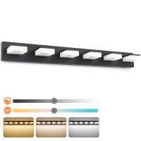 3 Colors Dimmable 6 Light Bathroom Vanity Light Fixtures Led Vanity Lights For Bathroom Acrylic Stainless Steel Black Bathroom L