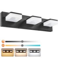 3 Colors Dimmable Black Bathroom Light Fixtures Over Mirror Led Vanity Lights For Bathroom Acrylic Stainless Steel 3 Light Bathr