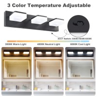 3 Colors Dimmable Black Bathroom Light Fixtures Over Mirror Led Vanity Lights For Bathroom Acrylic Stainless Steel 3 Light Bathr