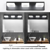 3 Colors Dimmable Black Bathroom Light Fixtures Over Mirror Led Vanity Lights For Bathroom Acrylic Stainless Steel 3 Light Bathr