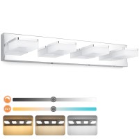 3 Colors Dimmable Vanity Lights For Bathroom Led Chrome 4 Light Bathroom Vanity Light Fixtures Acrylic Stainless Steel Bathroom