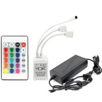 Galygg 24 Key Led Strip Controller Wireless Rectifier Control Box Ir Remote Controller Dc 12V 5A Power Supply Plug Adapter Fo