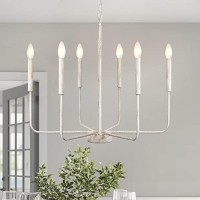 Alisadaboy Chandeliers For Dining Room Rustic 6 Light Candle Light Fixture French Country Farmhouse Pendant Lighting For Living Room Kitchen Island Hallway Bedroom Entryway Foyer