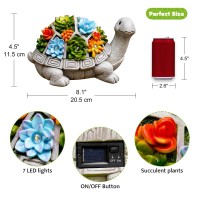 Tiejiajiang Solar Garden Turtle Statue Turtle Decor With 7 Warming Solar Led Lights Outdoor Decorations For Yard Patio Lawn