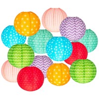 Geelin Colorful Boho Hanging Paper Lanterns 8 Inch Colorful Dot Star Chinese Japanese Paper Lanterns Welcome Back To School Ceil