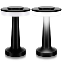 Set Of 2 Led Portable Metal Table Lamp With Touch Sensor 3 Color Stepless Dimming Nightstand Desk Lamp Rechargeable Battery Up To 15 Hours Cordless Lamp Table Light Wireless Lamp For Kids (Black)