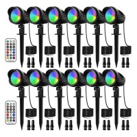 Meikee 15W Rgb Landscape Lights, Dc/Ac 12V 24V Low Voltage Landscape Lights, Rgb Color Changing Led Landscape Lighting, Ip66 Waterproof Outdoor Lights With Connectors For Garden Path Yard (12 Pack)