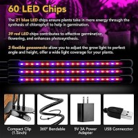 Ipower 60 Led Grow Light With Full Spectrum For Indoor Plants Adjustable Gooseneck 3 Light Modes10 Dimmable Levels Auto 3H9