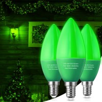 Kindeep Green Led Light Bulbs 6W, C37 Green Candelabra Light Bulb 40 Watt Equivalent, Green Chandelier Light Bulbs With E12 Base For Home Patio Party Holiday Decorative Lighting, Non-Dim, 3 Pack