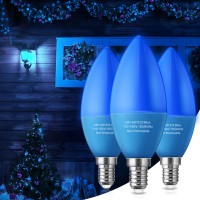 Led Candelabra Blue Light Bulb, 6W Equivalent 40 Watt Christmas Blue Led Bulbs, E12 Base Chandelier Light Bulbs For Indoor Outdoor Porch Party Mood Holiday Lighting For Ceiling Fan, Non-Dim, 6 Pack