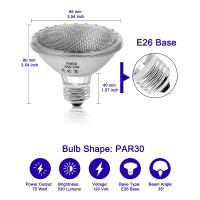 Jaenmsa Par30 75W 120V Halogen Light Bulbs,Short Neck Par30 Flood Light Bulbs (6Pcs), Dimmable 2700K Warm White,E26 Base, Premium Quality For Long Lasting Life,Great For Home Lighting,Tracking Light