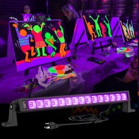 Atfoyer 36W Led Black Light Bar Black Lights For Glow Party Blacklight With Plugswitch Each Light Up 21X21 Sqft Area Glow