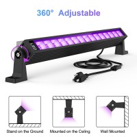 Atfoyer 36W Led Black Light Bar Black Lights For Glow Party Blacklight With Plugswitch Each Light Up 21X21 Sqft Area Glow