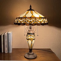 Capulina Tiffany Lamp Stained Glass Table Lamp 16X16X24 Inches 3Light Motherdaughter Vase Antique Style Desk Reading Light Dec